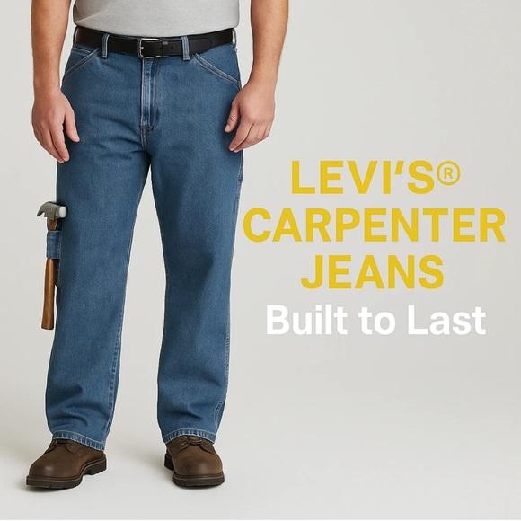 Signature Levi Strauss Carpenter Jeans Men’s 50x30 Blue Denim Utility Workwear - Picture 1 of 10